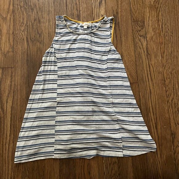 Y2K Yellow and Blue Small Striped Babydoll Top with Lace Up Back - Picture 3 of 5